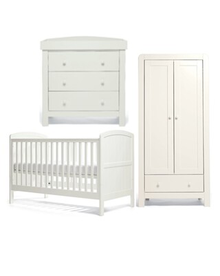 Dover White 3 Piece Cotbed Set with Dresser Changer & Wardrobe